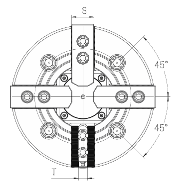 KT İçi boş dört çeneli mandren